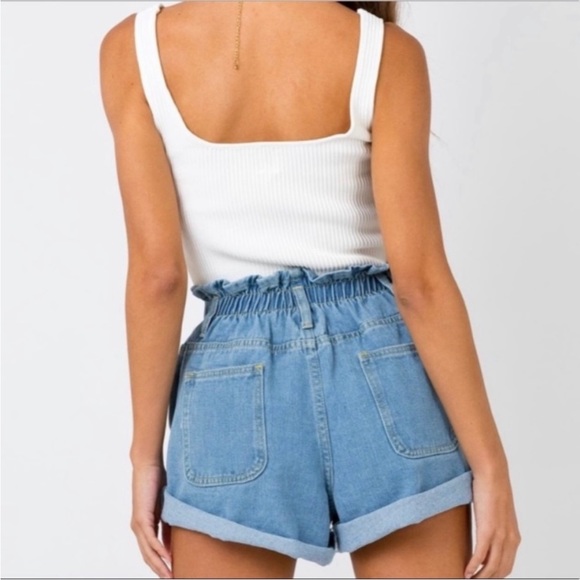 Princess Polly Open Road Denim Paper Bag Short in Pale Blue (OS) - Picture 2 of 4